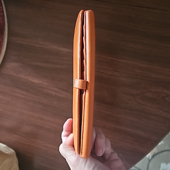 CHANEL COCO Mark Orange Leather Bifold Long Wallet with the STICKER and box - Picture 5 of 16